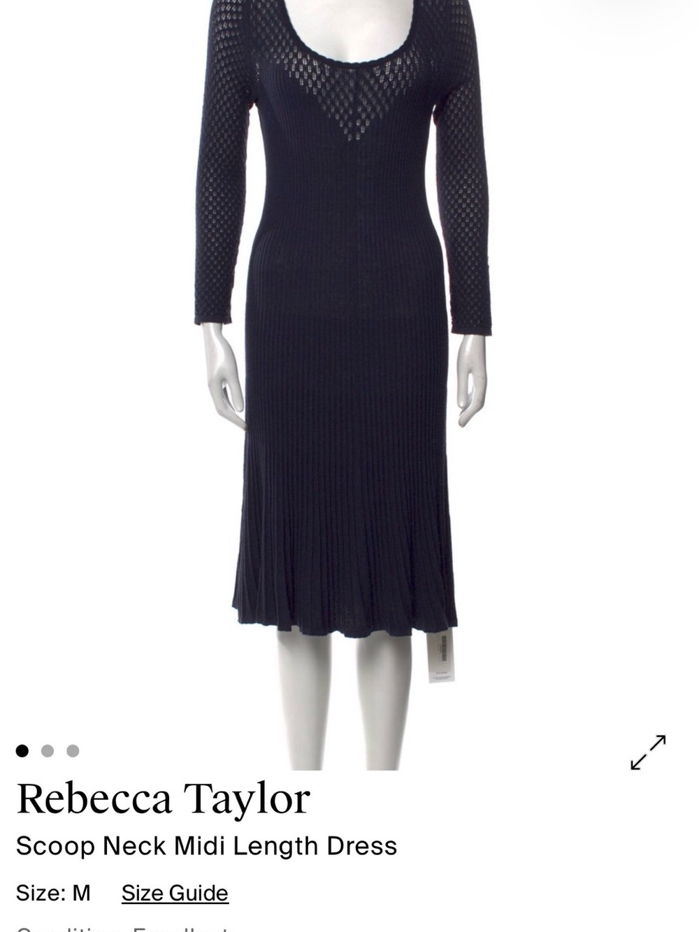 Rebecca Taylor Black Ribbed Scoop-Neck Midi Dress